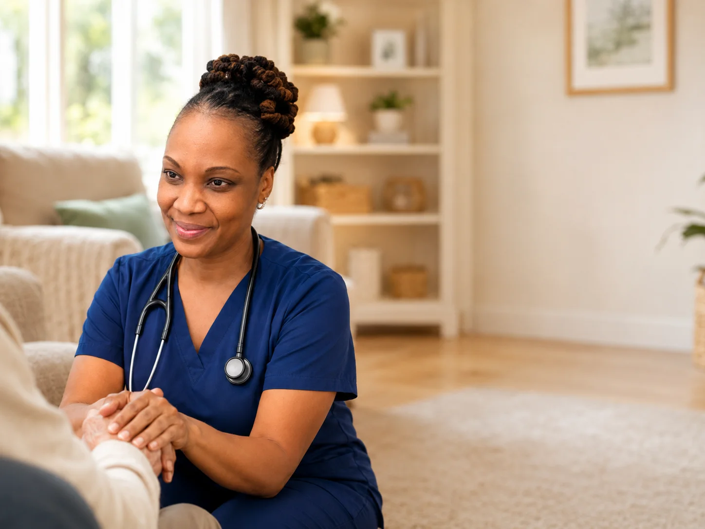 Nicole Mentore providing attentive care in a comfortable home